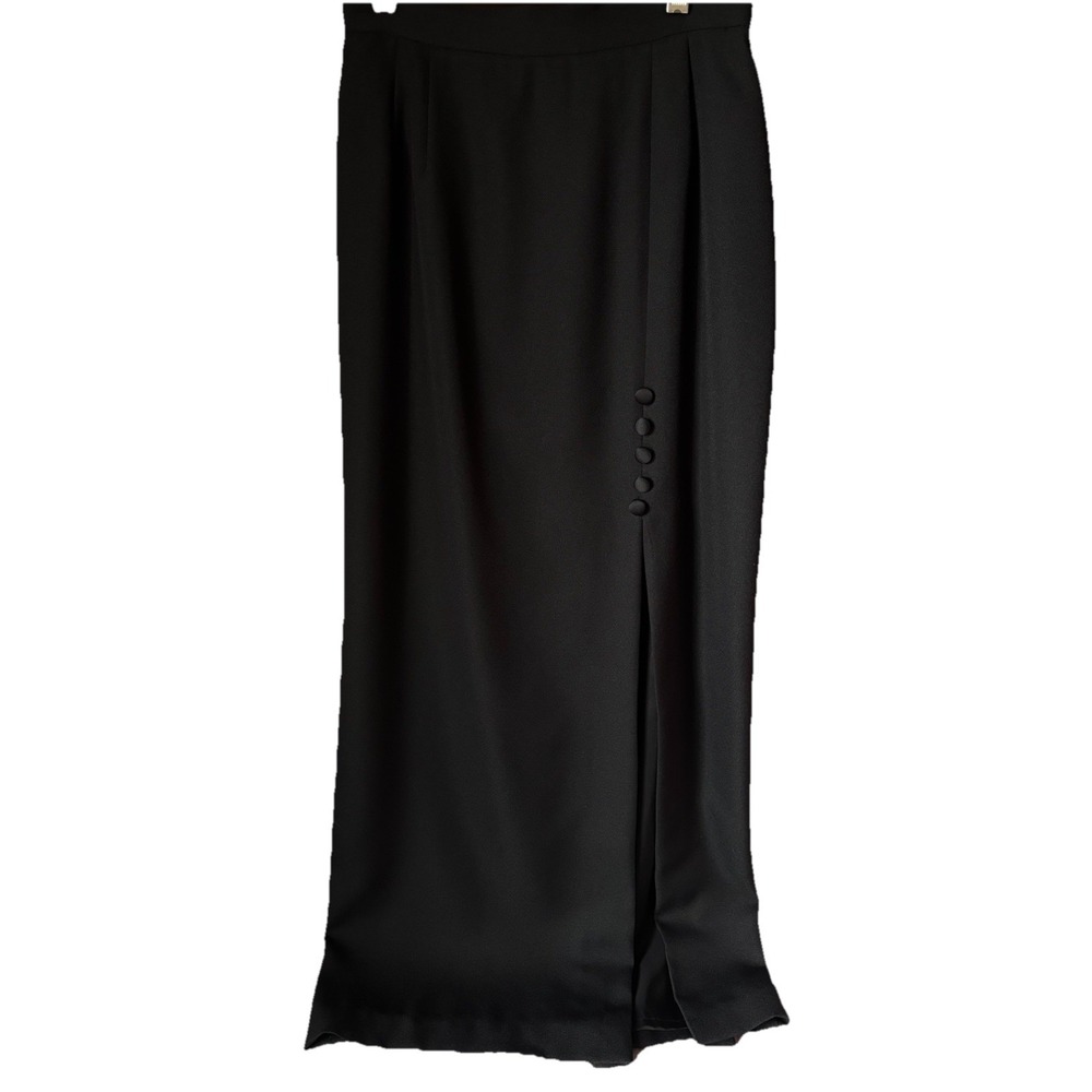 Alex Evenings Women's Long Black Formal Skirt Slit Size 8 Career Sleek Designer‎